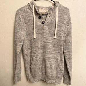 L.O.G.G. Light Gray Button-Up Hoodie Sweater